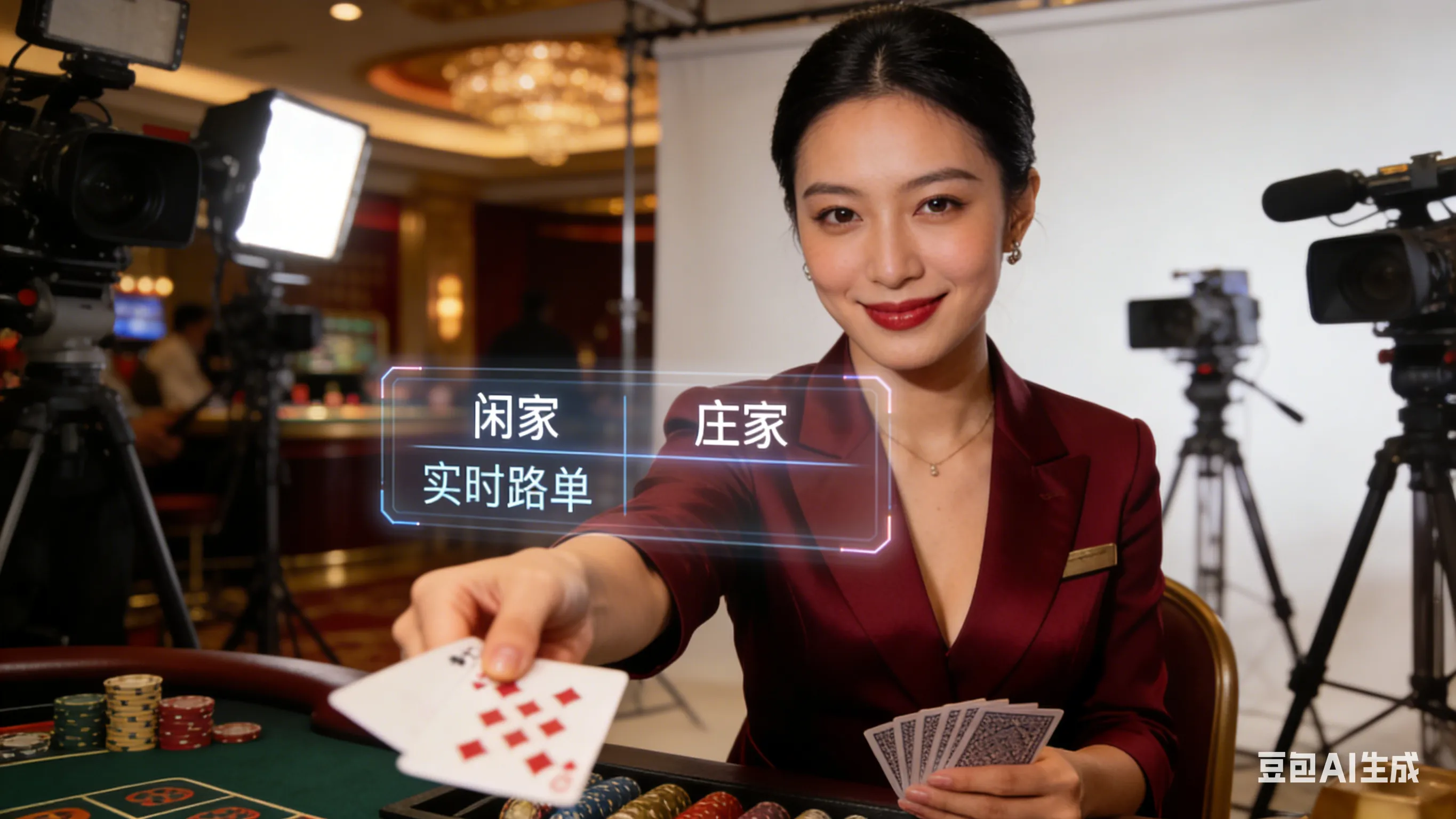 高清真人荷官在线发牌直播画面，展示透明牌靴与即时下注介面，确保公平公正。