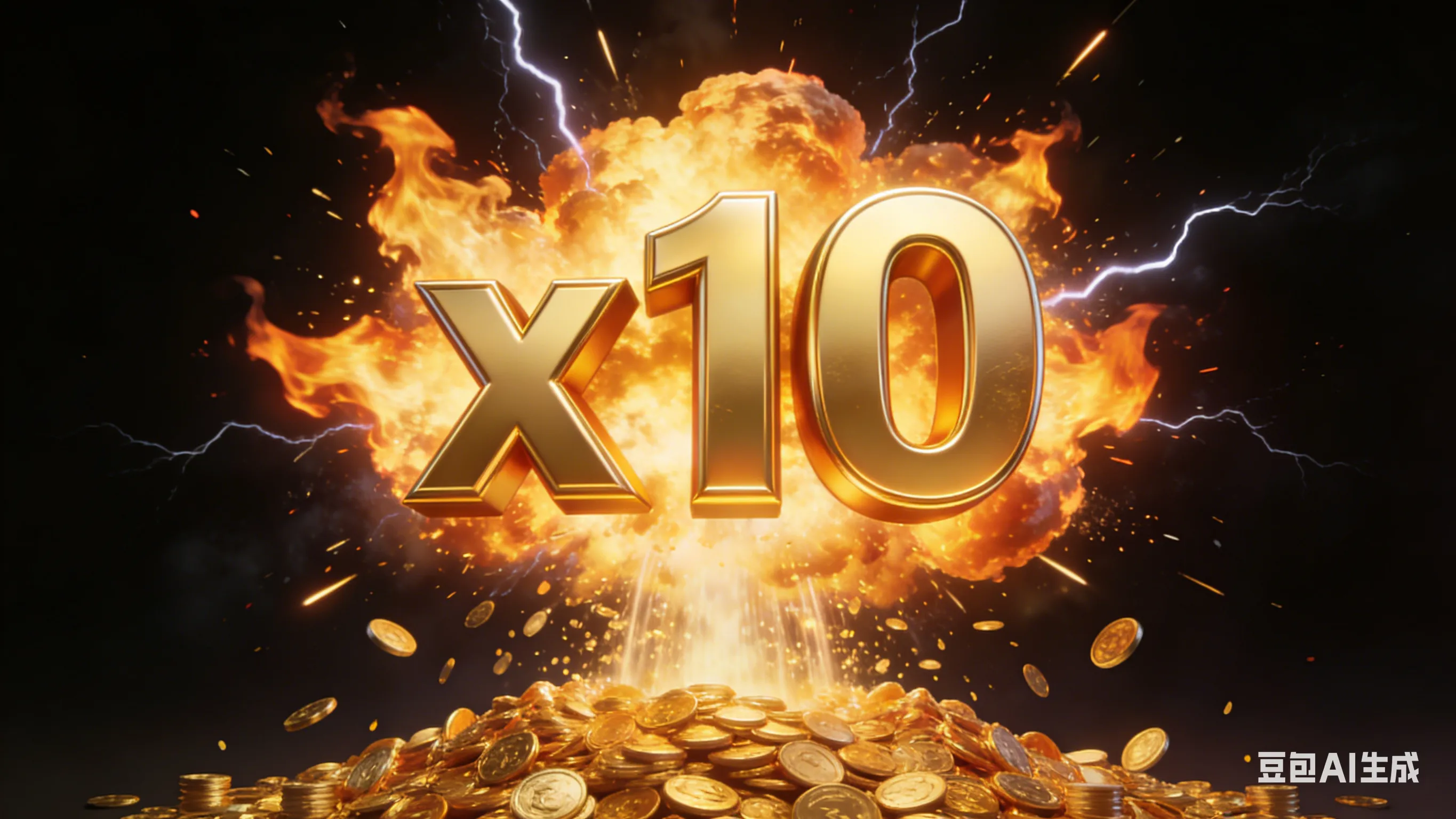 麻将胡了2免费旋转(Free Spins)模式下触发最高10倍乘数倍率，画面显示巨大x10字样与金币喷涌的爆大奖瞬间。