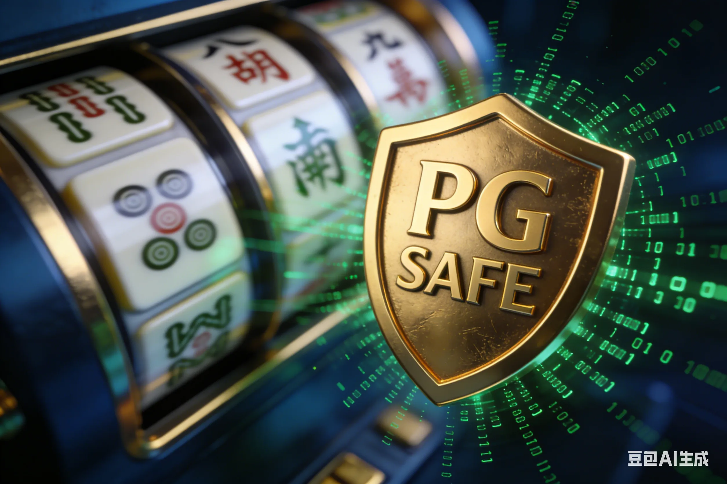 PG电子游戏官方安全认证盾牌，象征十大正规线上娱乐场的资金安全保护与RNG公平性认证。
