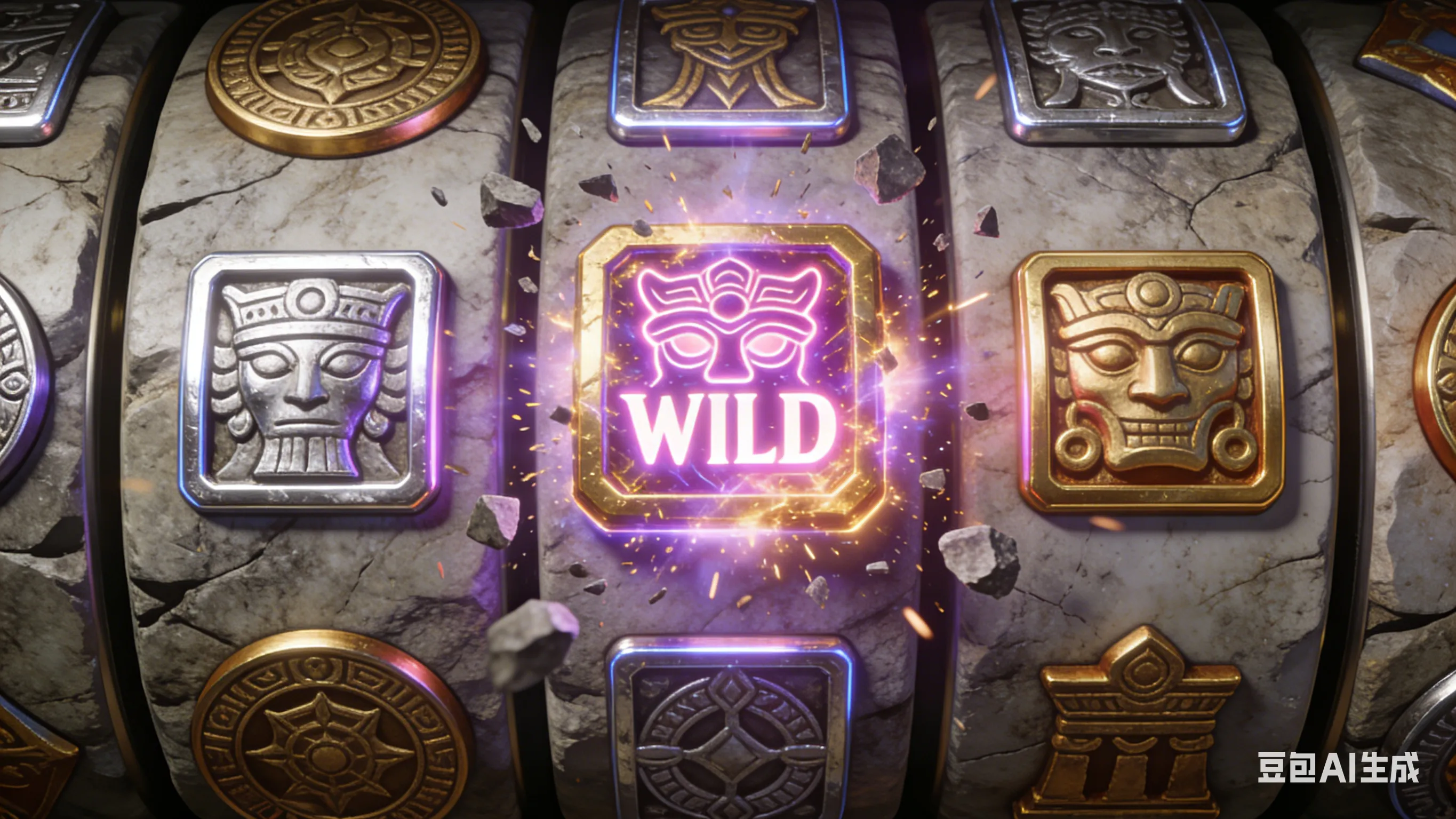 《利涉大川》核心玩法解析：独创的银框变金框及百搭符号（Wild）转化特效展示。